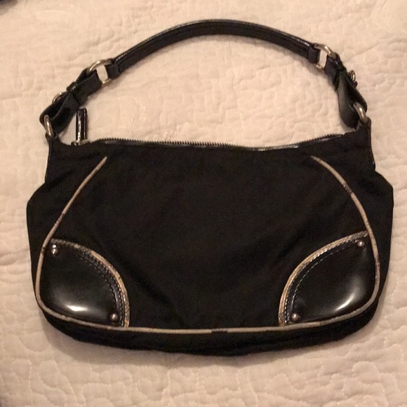PRADA Purse in Black fabric - corners & handle leather . Leather binding - Picture 2 of 12